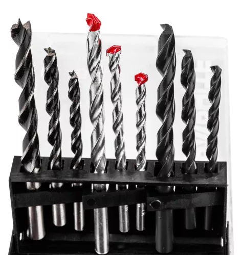 Graphite Fúrókészlet, fém, fa, kőzetfúrókkal, 5, 6, 8mm, 9db