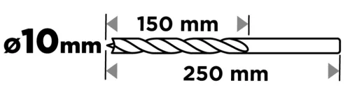 Graphite Fafúró, hosszú, 10x250mm