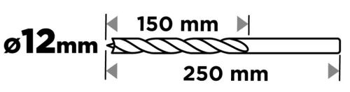 Graphite Fafúró, hosszú, 12x250mm