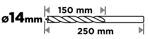 Graphite Fafúró, hosszú, 14x250mm