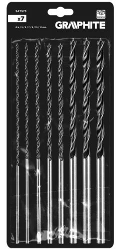 Graphite Fafúró készlet, 4-12mmx300mm, 7db
