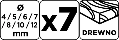 Graphite Fafúró készlet, 4-12mmx300mm, 7db