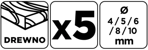 Graphite Fafúró készlet, 4-10mm, 5db