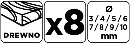 Graphite Fafúró készlet, 3-10mm, 8db