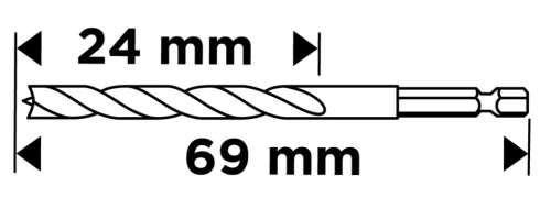 Graphite Fafúró 1/4" hatszög szárral, 2mm
