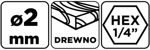 Graphite Fafúró 1/4" hatszög szárral, 2mm