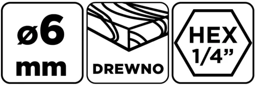 Graphite Fafúró 1/4" hatszög szárral, 6mm