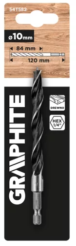 Graphite Fafúró 1/4" hatszög szárral, 10mm