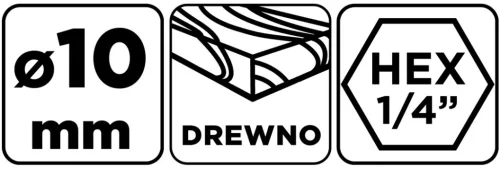 Graphite Fafúró 1/4" hatszög szárral, 10mm