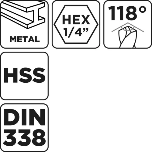 Graphite Csigafúró, 1/4" hatszög szárral, HSS DIN338, 12mm