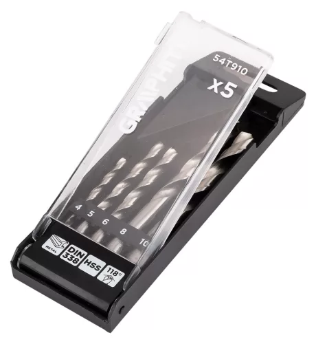 Graphite Csigafúró készlet, HSS, 5db-os, 4-10mm