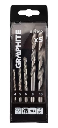 Graphite Csigafúró készlet, HSS, 5db-os, 4-10mm