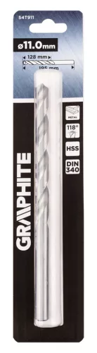Graphite Csigafúró HSS, hosszú, DIN340, 11mm