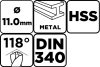 Graphite Csigafúró HSS, hosszú, DIN340, 11mm