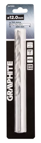 Graphite Csigafúró HSS, hosszú, DIN340, 12mm