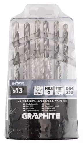 Graphite Csigafúró készlet, HSS-G, 13db-os, 2-8mm