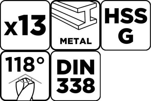 Graphite Csigafúró készlet, HSS-G, 13db-os, 2-8mm