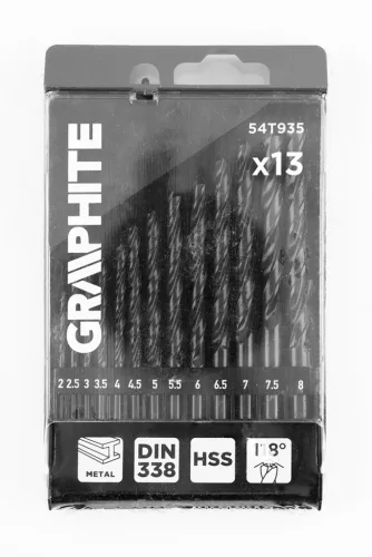 Graphite Csigafúró készlet, HSS, 13db-os, 2-8mm