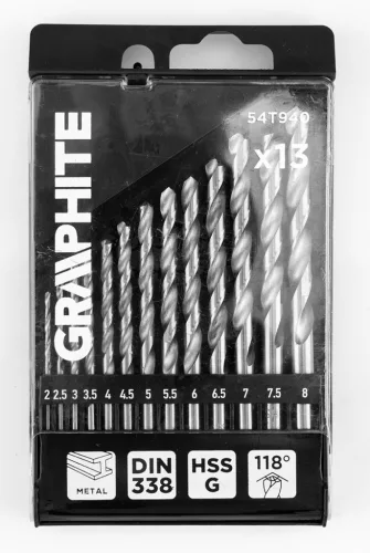 Graphite Csigafúró készlet, HSS-G, 13db-os, 2-8mm
