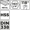 Graphite Csigafúró, HSS DIN338, 10mm