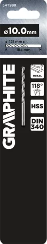 Graphite Csigafúró HSS hosszú 10x184/121mm, DIN340