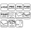 Neo Tools Csiszolóhüvely 12.7mm, K60, K80, K120, K240, készlet 100db + szár 3.2mm, 2db