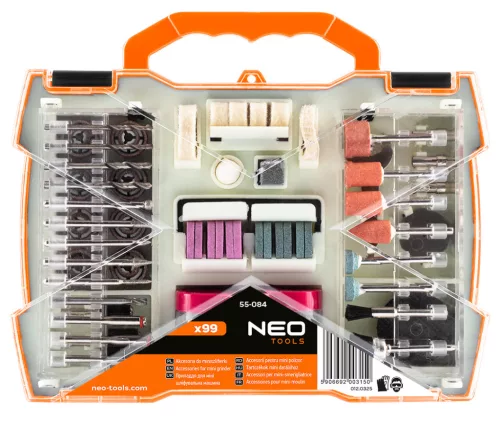 Neo Tools Tartozékkészlet mini fúró- és csiszológéphez, 99db