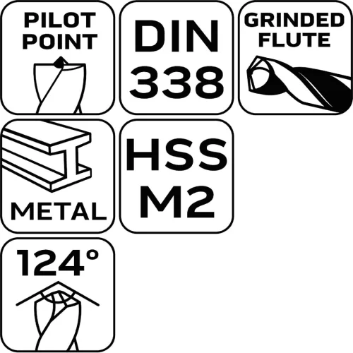 Neo Tools HSS-CNC csigafúró készlet, 124°, Pro-Tec, 4-10mm, 5db