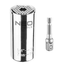   Neo Tools Univerzális dugókulcs 7-19mm, 1/4" alumínium-3/4" alumínium