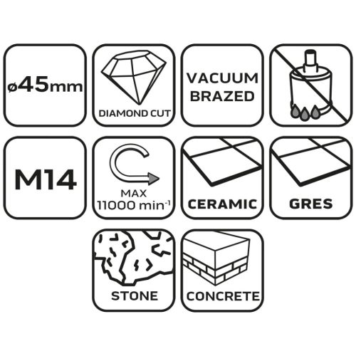 Neo Tools Körkivágó gyémántos 45mm, M14
