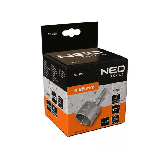 Neo Tools Koronafúró, körkivágó, 85mm, SDS PLUS szárral és központfúróval
