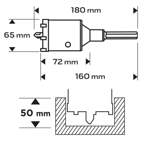 Neo Tools Koronafúró, körkivágó, 65mm, HEX hatszög szárral, központfúróval