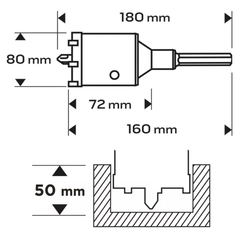 Neo Tools Koronafúró, körkivágó, 80mm, HEX hatszög szárral, központfúróval