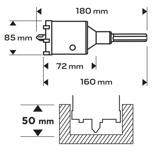 Neo Tools Koronafúró, körkivágó, 85mm, HEX hatszög szárral, központfúróval