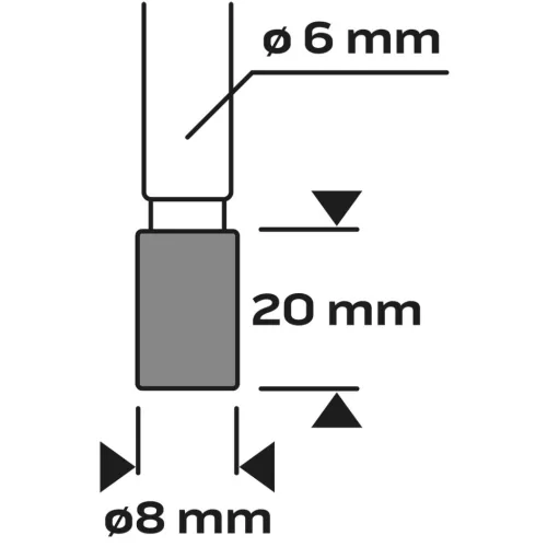 Neo Tools Keményfém marófej, turbómaró, B, hengeres, frontélezéssel, 8x20mm, szár méret 6x45mm