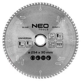   Neo Tools Körfűrészlap univerzális, keményfém fogakkal, 254x30mm, 80 fog