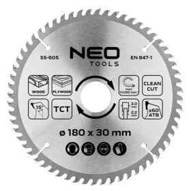   Neo Tools Körfűrészlap keményfém fogakkal, 180x30mm, 60 fog
