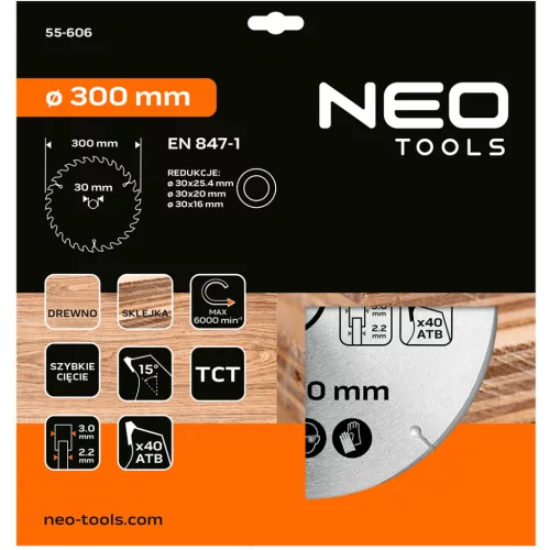 Neo Tools Körfűrészlap keményfém fogakkal, 300x30mm, 40 fog