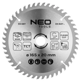   Neo Tools Körfűrészlap merülőfűrészhez keményfém fogakkal, 165x1.4x2.0x20 mm, 48 fog