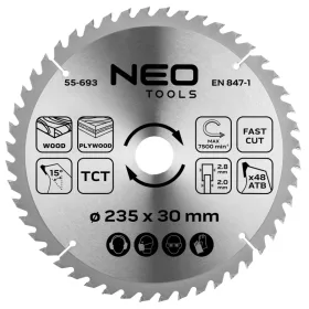   Neo Tools Körfűrészlap merülőfűrészhez keményfém fogakkal, 235x30mm, 48 fog
