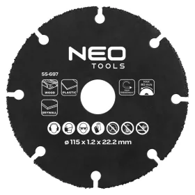   Neo Tools Vágókorong, fához, műanyaghoz, volfrámkarbid, 115x22.2mm