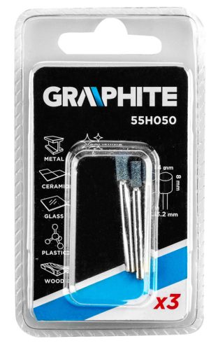 Graphite Csapos csiszolókő 3x8mm, henger, szár 3.2mm, 3db