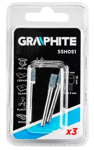 Graphite Csapos csiszolókő 5x10mm, henger, szár 3.2mm, 3db