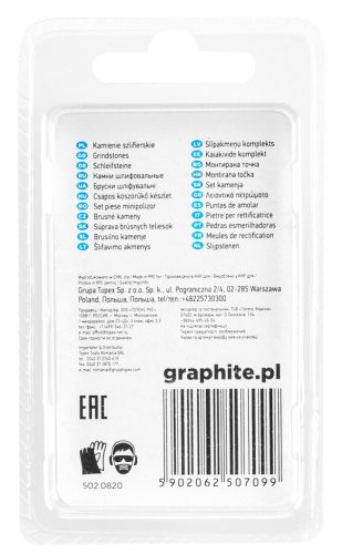 Graphite Csapos csiszolókő 10x12mm, henger szár 3.2mm, 3db