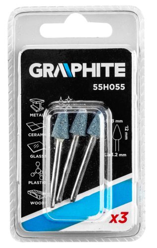 Graphite Csapos csiszolókő 8x12mm, kúp, szár 3.2mm, 3db