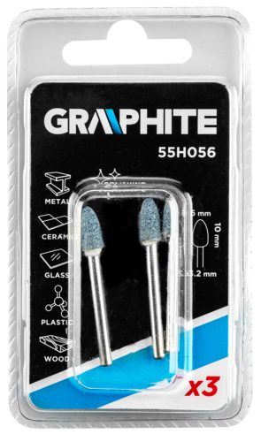 Graphite Csapos csiszolókő 6x10mm, töltény, szár 3.2mm, 3db