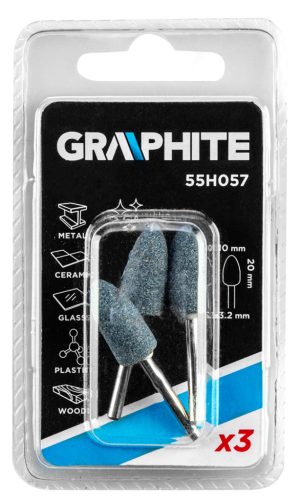 Graphite Csapos csiszolókő 10x20mm, töltény, szár 3.2mm, 3db