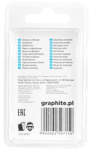 Graphite Csapos csiszolókő 6mm, gömb, szár 3.2mm, 3db