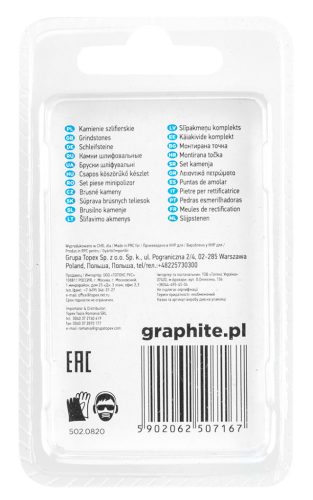 Graphite Csapos csiszolókő 10mm, gömb, szár 3.2mm, 3db