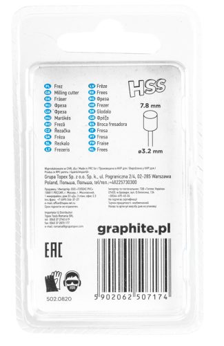 Graphite Csapos turbómaró HSS acél 7.8mm, henger, szár 3.2mm, 2db